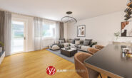 2-Zi.-Wohnung im Hochparterre mit Loggia & Garage in Büderich fußläufig zur U76 und Dorfstraße - Visualisierung Wohnzimmer Zibber